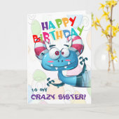 Grappig zige zuster Birthday Kaart (Gele Bloem)