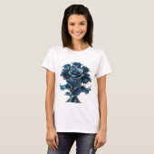 Grappig Zilveren BLAUWE ROZEN Grafisch T-shirt (Voorkant volledig)