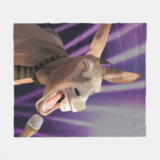 Grappig zingen ezel Boerderij dierlijke Paarse ach Fleece Deken (Voorkant (Horizontaal))
