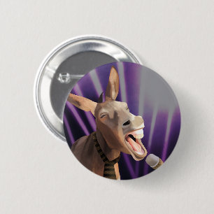 Grappig zingen ezel Boerderij dierlijke Paarse ach Ronde Button 5,7 Cm