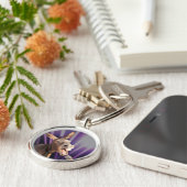 Grappig zingen ezel Boerderij dierlijke Paarse ach Sleutelhanger (Zijkant)