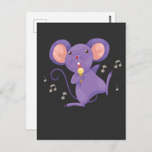 Grappig zingend Mouse Lover Microphone Singer Briefkaart (Voorkant / Achterkant)