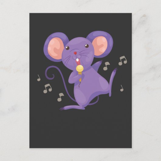 Grappig zingend Mouse Lover Microphone Singer Briefkaart (Voorkant)