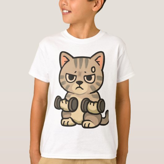 Grappig Zingende Kat Karaoke Illustratie T-shirt (Voorkant)