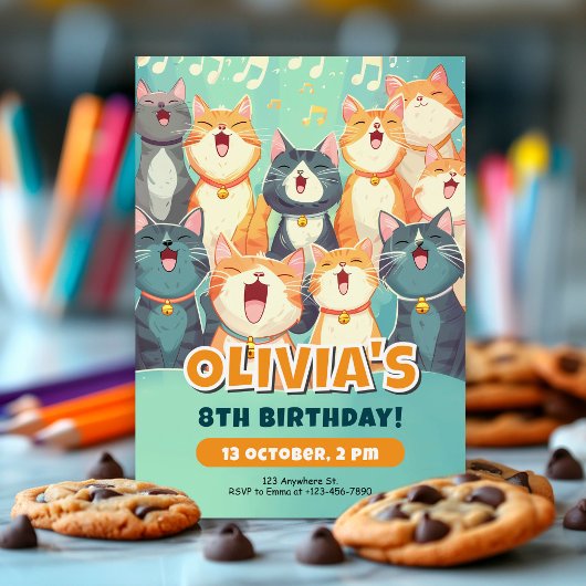 Grappig Zingende Katten Verjaardag Ontwerp Kaart