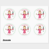 Grappig Zoet Vrouw Cartoon Happy Birthday Gift Ronde Sticker (Vel)