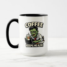 Grappig Zombie Koffie T-Shirt – Koffie Houdt Me Le