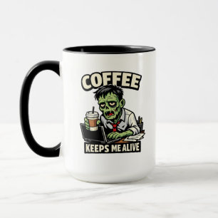 Grappig Zombie Koffie T-Shirt – Koffie Houdt Me Le Mok