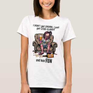 Grappig Zombie Meisje Met Bier Quote Wit T-shirt