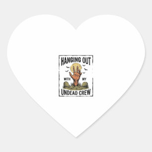 Grappig Zombie T-shirt voor Horror Fans Vintage On Hart Sticker