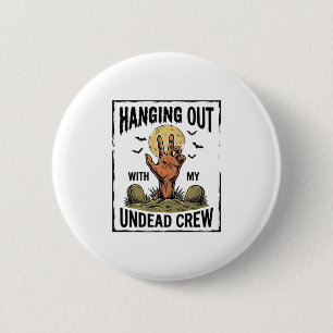 Grappig Zombie T-shirt voor Horror Fans Vintage On Ronde Button 5,7 Cm