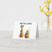 Grappig zombie veggie Halloween wenskaart Kaart (Gele Bloem)