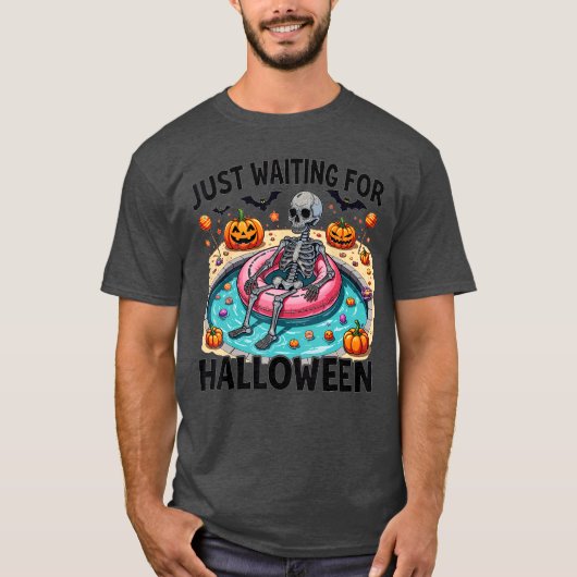 Grappig Zomer 2025 Spooky Skeleton Wachten op T-shirt (Voorkant)