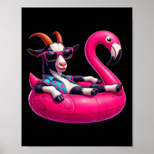 Grappig Zomer Geit Roze Zwembad Party Hawaiian Sum Poster