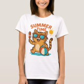 Grappig Zomer Kat T-shirt (Voorkant)