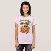 Grappig zomercat T-shirt – "Paws & Chill" (Voorkant volledig)