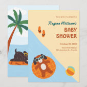 Grappig zomerhond strand baby shower kaart (Voorkant / Achterkant)