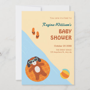 Grappig zomerhond strand baby shower kaart