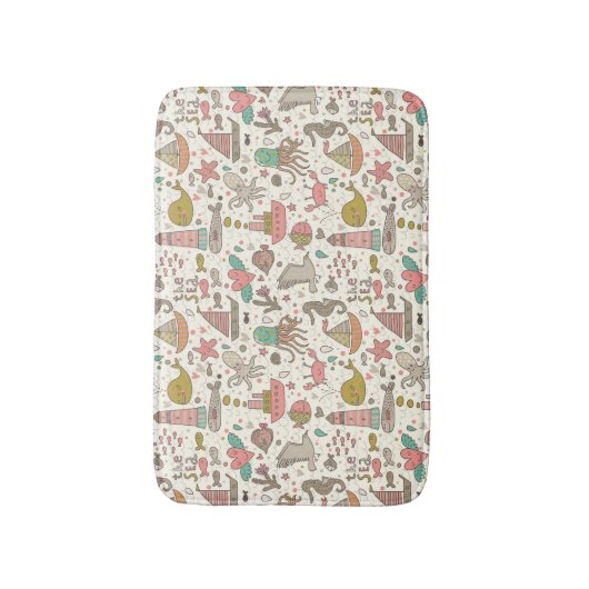 Grappig zomerpatroon met schepen badmat (Voorkant Verticaal)