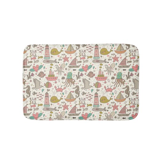 Grappig zomerpatroon met schepen badmat (Voorkant)