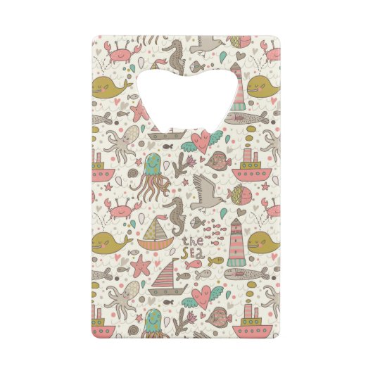 Grappig zomerpatroon met schepen creditkaart flessenopener (Achterkant)