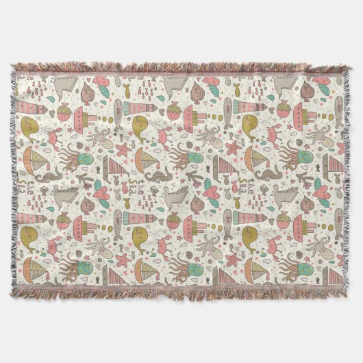 Grappig zomerpatroon met schepen deken (Voorkant)