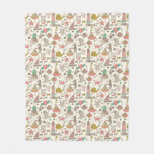 Grappig zomerpatroon met schepen fleece deken