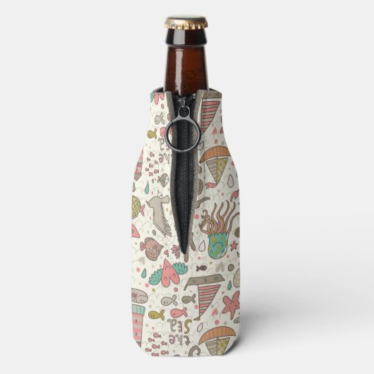 Grappig zomerpatroon met schepen flesjeskoeler (Fles Achterkant)