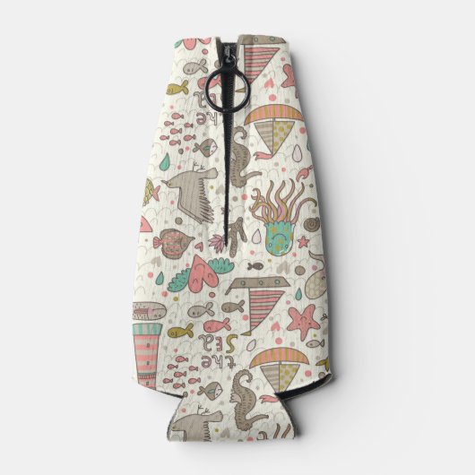 Grappig zomerpatroon met schepen flesjeskoeler (Achterkant)