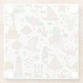 Grappig zomerpatroon met schepen glazen onderzetter (Achterkant)