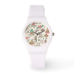 Grappig zomerpatroon met schepen horloge
