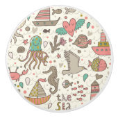 Grappig zomerpatroon met schepen keramische knop (Voorkant)