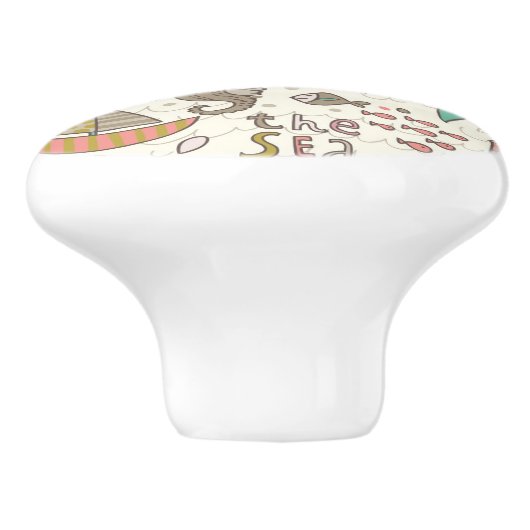 Grappig zomerpatroon met schepen keramische knop (Zijkant)