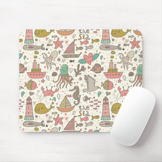 Grappig zomerpatroon met schepen muismat (Met muis)