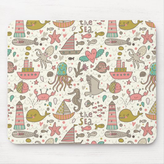 Grappig zomerpatroon met schepen muismat (Voorkant)