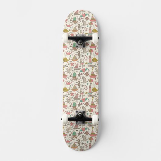 Grappig zomerpatroon met schepen persoonlijk skateboard (Voorkant)