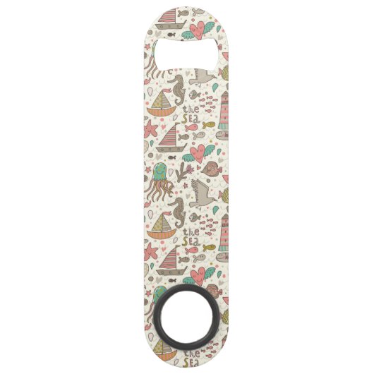 Grappig zomerpatroon met schepen speed flessenopener (Achterkant)