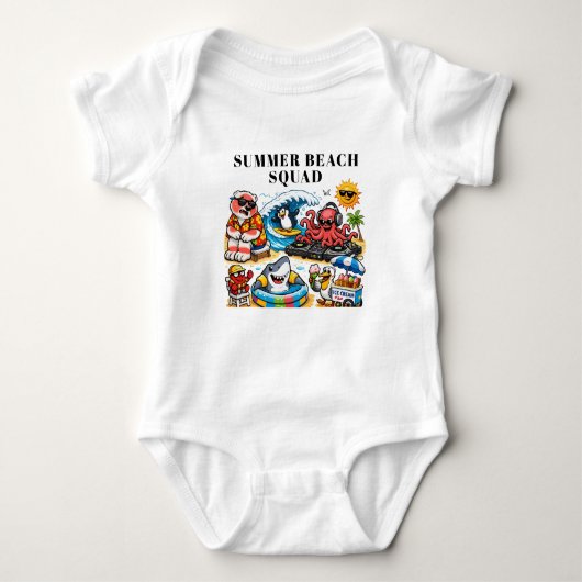 Grappig zomerstrandfeest voor dieren - DJ Octopus Romper (Voorkant)