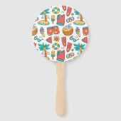 grappig zomervakantie strand patroon handwaaier (Achterkant)