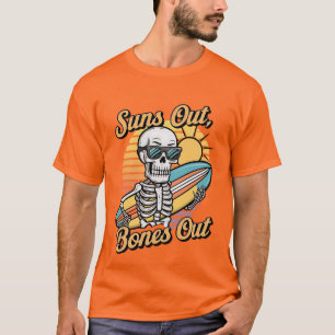 Grappig zon surfen skelet t-shirt