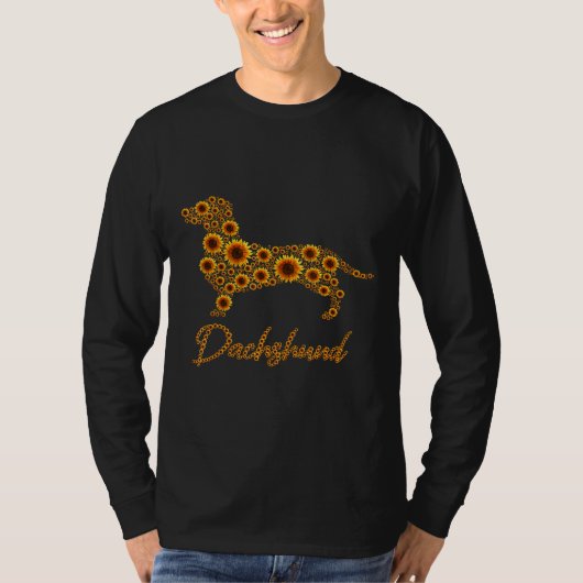 Grappig Zonnebloem teckel cadeau voor teckel liefd T-shirt (Voorkant)