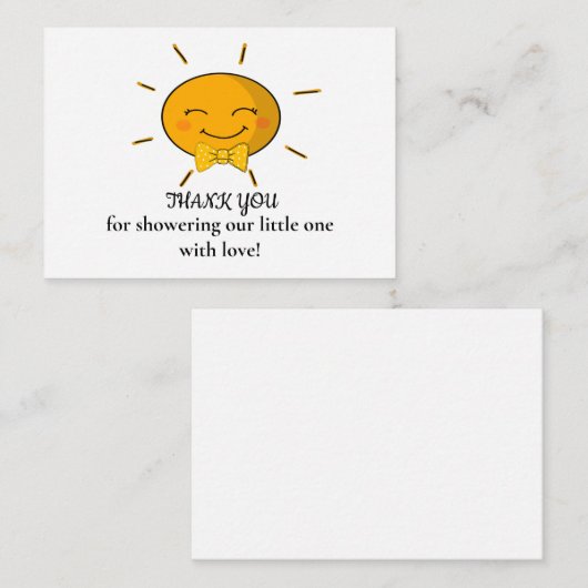 Grappig zonneschijn Baby shower dank je kaarten Notitiekaartje (Voorkant / Achterkant)