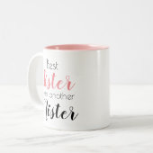 Grappig zusje van een andere meneer  tweekleurige koffiemok (Voorkant links)