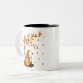 Grappig zuster per dag heks van nacht Halloween Tweekleurige Koffiemok (Voorkant links)