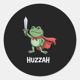 Grappig Zwaard Meme Quote Huzzah Kikker Ridder Ronde Sticker
