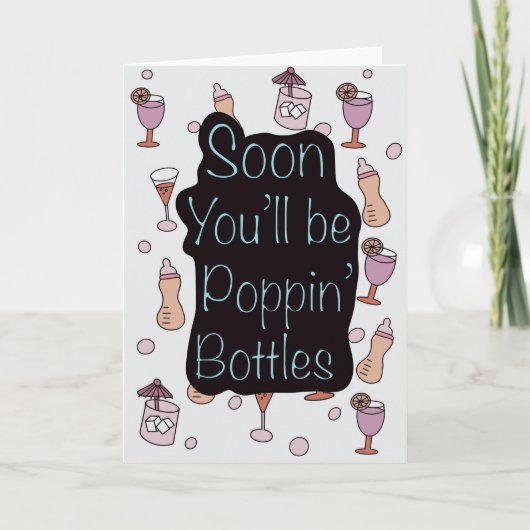 Grappig Zwangerschap Baby shower Popping Bottles Feestdagen Kaart (Voorkant)