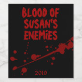 Grappig zwart bloed van vijanden Halloween Party v Wijn Etiket (Enkel label)