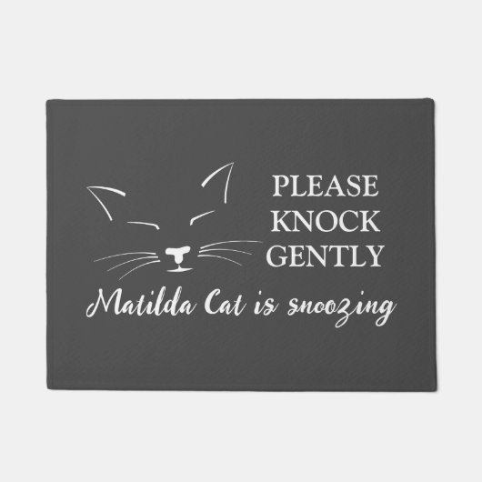 Grappig zwart en wit kattengezicht aangepaste offe deurmat (Voorkant)
