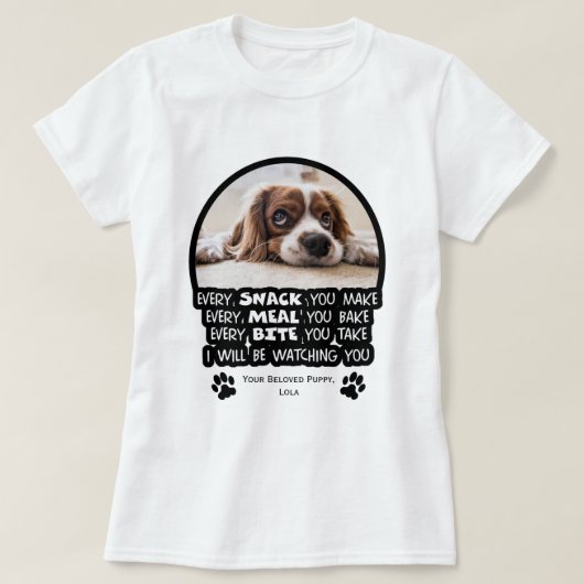 Grappig zwart en wit schattig huisdier kijken foto t-shirt (Design voorkant)
