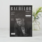 Grappig, zwart en wit, vrijgezellenfeest tijdschri kaart (Staand voorkant)